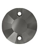 Rose Aufnähstrass flach 2 Loch 8mm Jet Hematite