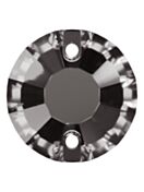 Rose Aufnähstrass flach 2 Loch 10mm Black Diamond