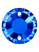 Rose Aufnähstrass flach 2 Loch 10mm Capri Blue