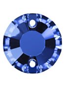 Rose Aufnähstrass flach 2 Loch 10mm Sapphire