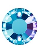 Rose Aufnähstrass flach 2 Loch 10mm Dark Aquamarine