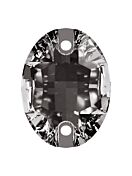 Oval Aufnähstrass flach 2 Loch 10x7mm Black Diamond