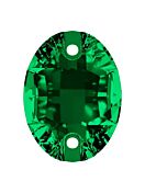 Oval Aufnähstrass flach 2 Loch 10x7mm Emerald