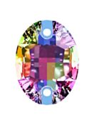 Oval Aufnähstrass flach 2 Loch 14x10mm Crystal Vitrail Medium