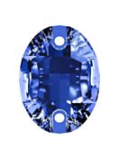Oval Aufnähstrass flach 2 Loch 14x10mm Sapphire