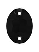 Oval Aufnähstrass flach 2 Loch 16x11mm Jet