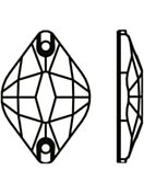 Lemon Aufnähstrass flach 2 Loch 18x12mm Jet Hematite