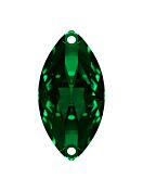 Navette Aufnähstrass flach 2 Loch 10x5mm Emerald