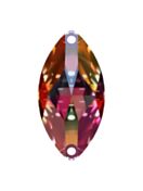 Navette Aufnähstrass flach 2 Loch 18x9mm Crystal Vitrail Medium