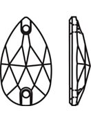 Pearshape Aufnähstrass flach 2 Loch 12x7mm Black Diamond