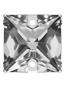 Square Aufnähstrass flach 2 Loch 12mm Crystal