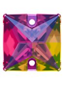 Square Aufnähstrass flach 2 Loch 16mm Crystal Vitrail Medium