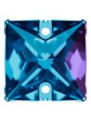 Square Aufnähstrass flach 2 Loch 16mm Dark Aquamarine