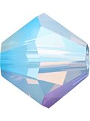 Bicone Glasschliffperle 4mm Light Sapphire Opal AB 2x