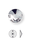 Rivoli Aufnähstein flach 2 Loch 18mm Black Diamond F