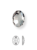 Oval Aufnähstein flach 2 Loch 16x11mm Crystal UF Transparent