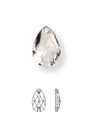 Pearshape Aufnähstein flach 2 Loch 25x16mm Crystal Vitrail Brown