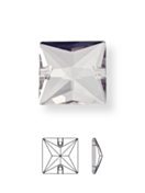 Square Aufnähstein flach 2 Loch 22mm Crystal UF Transparent
