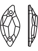 Leaf Aufnähstrass flach 2 Loch 20x10mm Crystal Silver Shade