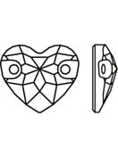 Heart Aufnähstrass flach 2 Loch 14x12mm Jet