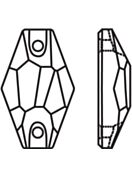 Hexagon Aufnähstrass flach 2 Loch 28x17mm Jet Hematite