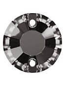 Rose Aufnähstrass flach 2 Loch 8mm Black Diamond