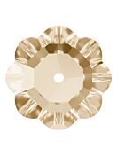 Flower Aufnähstrass flach 1 Loch 6mm Crystal Golden Shadow