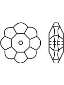 Flower Aufnähstrass flach 1 Loch 6mm Black Diamond