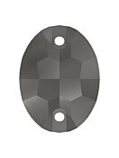 Oval Aufnähstrass flach 2 Loch 10x7mm Jet Hematite