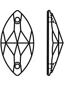 Navette Aufnähstrass flach 2 Loch 12x6mm Crystal Metallic Sunshine