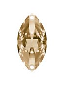 Navette Aufnähstrass flach 2 Loch 32x15mm Crystal Golden Shadow