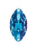 Navette Aufnähstrass flach 2 Loch 32x15mm Dark Aquamarine