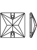 Square Aufnähstrass flach 2 Loch 16mm Light Topaz