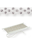 Plastik Strass Borte ss13 (9mm) Zigzag 1-2 rows, Crystal AB F (C00030AB), White plastic base, White