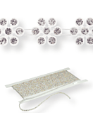 Plastik Strass Borte Blume ss13 (12,2mm) Flower, Crystal F (C00030), Transparent plastic base, White