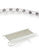 Elastische Plastik Strass Borte ss15 (4,6mm) 1 row, Crystal F (C00030), White plastic base, White el
