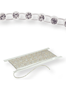 Elastische Plastik Strass Borte ss19 (5,3mm) 1 row, Crystal AB F (C00030AB), White plastic base, Whi