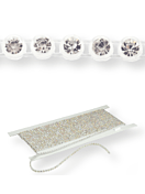 Plastik Strass Borte ss29 (6,8mm) 1 row, Crystal F (C00030), White plastic base, White threads
