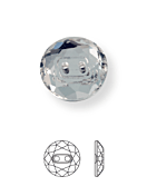 Strassknopf rund flach 2 Loch 14mm Crystal UF Transparent