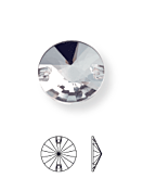 Rivoli Aufnähstein flach 2 Loch 18mm Black Diamond F