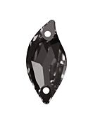 Leaf Aufnähstrass flach 2 Loch 20x10mm Black Diamond