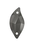 Leaf Aufnähstrass flach 2 Loch 20x10mm Jet Hematite