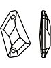 De-Art Aufnähstrass flach 2 Loch 22x13mm Crystal