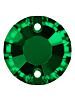 Rose Aufnähstrass flach 2 Loch 10mm Emerald