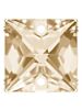 Square Aufnähstrass flach 2 Loch 22mm Crystal Golden Shadow